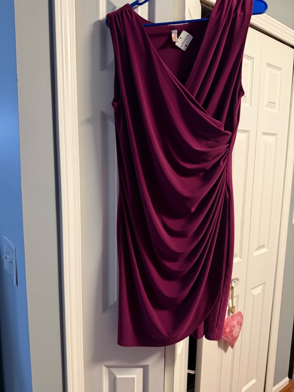 Tangerine Sleeveless Draped Midi Dress in Plum